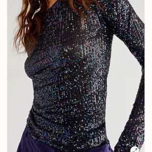 Free People Gold Rush, long sleeve shirt in black combo